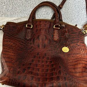 Brahmin Rich Brown Crocodile Embossed Satchel